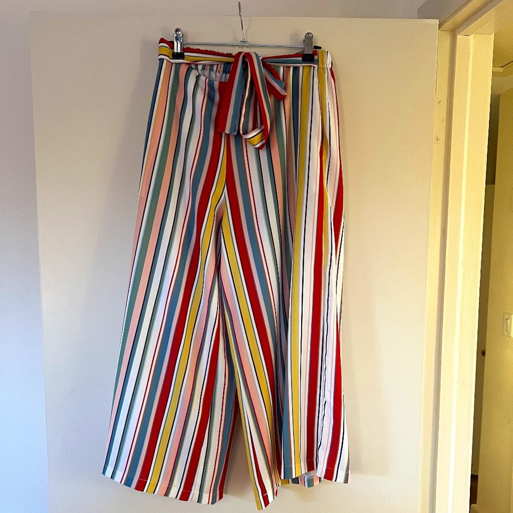 Zara Trafaluc | Cropped Multicolored Striped Pants Size S